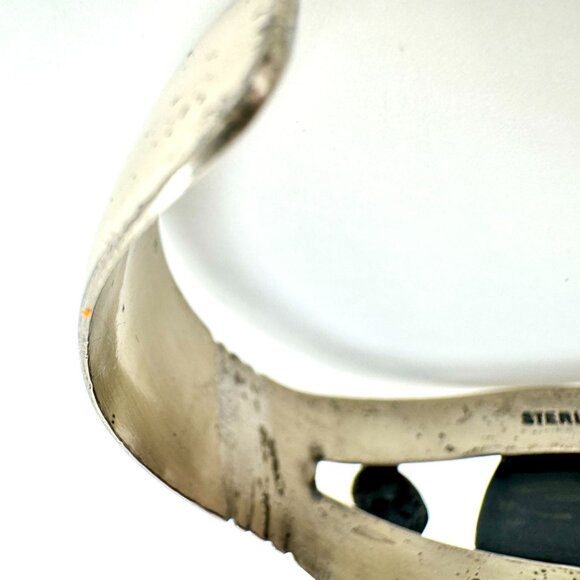 Vintage Sterling Silver Cuff Bracelet With Kingman Turquoise Gemstone 32 Grams - Picture 11 of 11